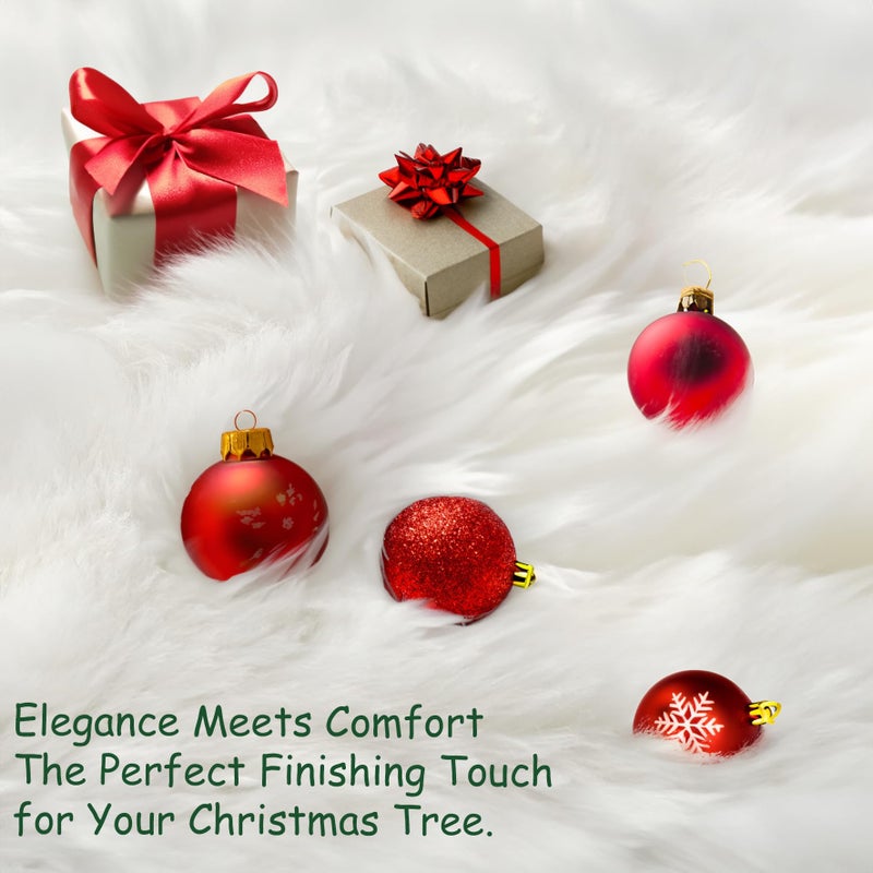 AOGU 48 Inch Faux Fur Christmas Tree Skirt White Plush Skirt for Merry Christmas Party Christmas Tree Decoration - Image 5